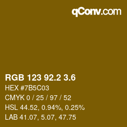 カラーコード: RGB 123 92.2 3.6 | qconv.com