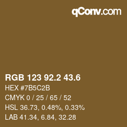カラーコード: RGB 123 92.2 43.6 | qconv.com