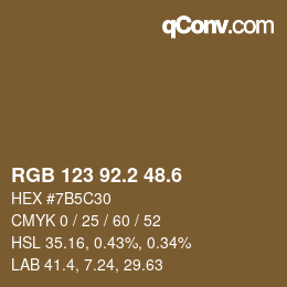 カラーコード: RGB 123 92.2 48.6 | qconv.com