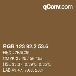 カラーコード: RGB 123 92.2 53.6 | qconv.com
