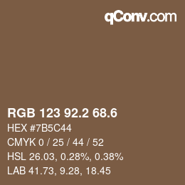カラーコード: RGB 123 92.2 68.6 | qconv.com