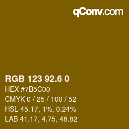 カラーコード: RGB 123 92.6 0 | qconv.com