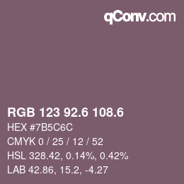 カラーコード: RGB 123 92.6 108.6 | qconv.com