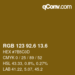 カラーコード: RGB 123 92.6 13.6 | qconv.com