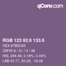 カラーコード: RGB 123 92.6 133.6 | qconv.com