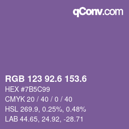 カラーコード: RGB 123 92.6 153.6 | qconv.com