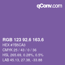 カラーコード: RGB 123 92.6 163.6 | qconv.com