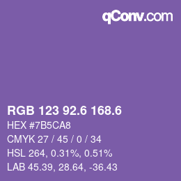 カラーコード: RGB 123 92.6 168.6 | qconv.com