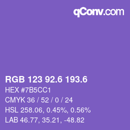 カラーコード: RGB 123 92.6 193.6 | qconv.com