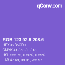 カラーコード: RGB 123 92.6 208.6 | qconv.com