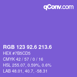 カラーコード: RGB 123 92.6 213.6 | qconv.com