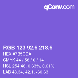 カラーコード: RGB 123 92.6 218.6 | qconv.com