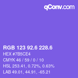 カラーコード: RGB 123 92.6 228.6 | qconv.com