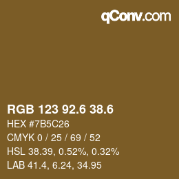 カラーコード: RGB 123 92.6 38.6 | qconv.com