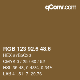 カラーコード: RGB 123 92.6 48.6 | qconv.com