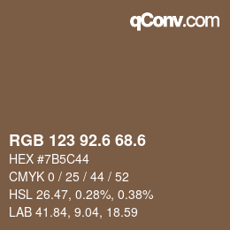 カラーコード: RGB 123 92.6 68.6 | qconv.com