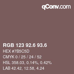 カラーコード: RGB 123 92.6 93.6 | qconv.com