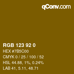 カラーコード: RGB 123 92 0 | qconv.com