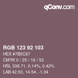 カラーコード: RGB 123 92 103 | qconv.com