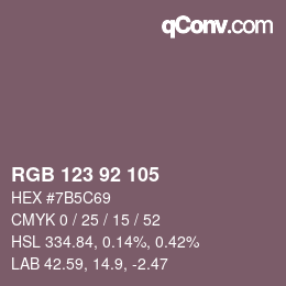 颜色代码: RGB 123 92 105 | qconv.com