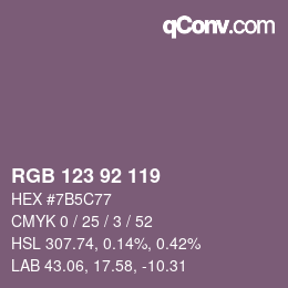 颜色代码: RGB 123 92 119 | qconv.com