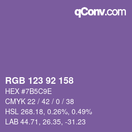 颜色代码: RGB 123 92 158 | qconv.com
