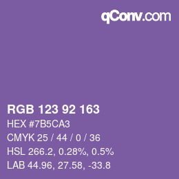 颜色代码: RGB 123 92 163 | qconv.com
