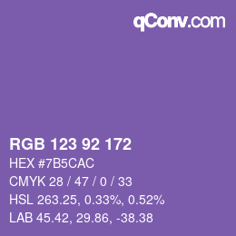 カラーコード: RGB 123 92 172 | qconv.com