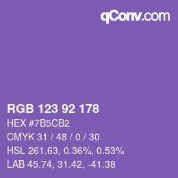 カラーコード: RGB 123 92 178 | qconv.com