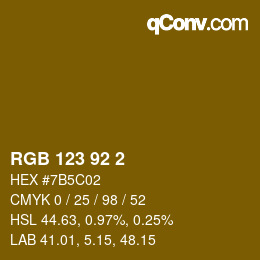 颜色代码: RGB 123 92 2 | qconv.com