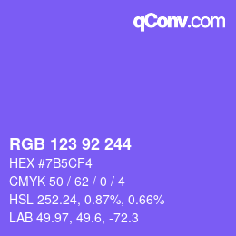 カラーコード: RGB 123 92 244 | qconv.com