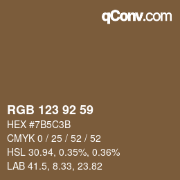 カラーコード: RGB 123 92 59 | qconv.com