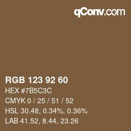 カラーコード: RGB 123 92 60 | qconv.com