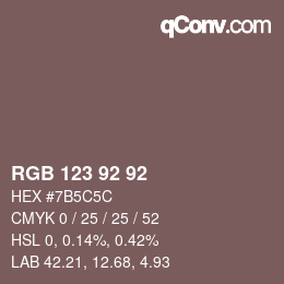 颜色代码: RGB 123 92 92 | qconv.com