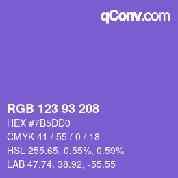 カラーコード: RGB 123 93 208 | qconv.com