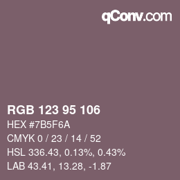 カラーコード: RGB 123 95 106 | qconv.com