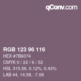 Farbcode: RGB 123 96 116 | qconv.com