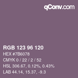 Farbcode: RGB 123 96 120 | qconv.com
