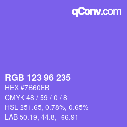 Code couleur: RGB 123 96 235 | qconv.com