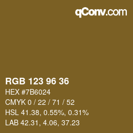 Color code: RGB 123 96 36 | qconv.com
