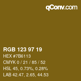 颜色代码: RGB 123 97 19 | qconv.com