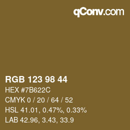 カラーコード: RGB 123 98 44 | qconv.com