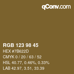Color code: RGB 123 98 45 | qconv.com