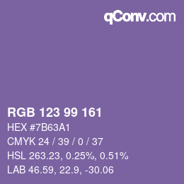 颜色代码: RGB 123 99 161 | qconv.com