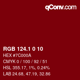 カラーコード: RGB 124.1 0 10 | qconv.com