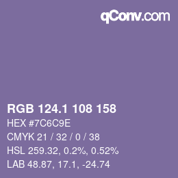 カラーコード: RGB 124.1 108 158 | qconv.com
