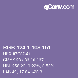 カラーコード: RGB 124.1 108 161 | qconv.com