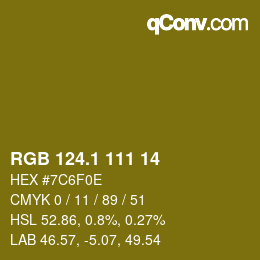 カラーコード: RGB 124.1 111 14 | qconv.com