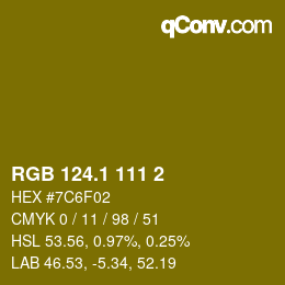 カラーコード: RGB 124.1 111 2 | qconv.com
