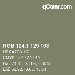 カラーコード: RGB 124.1 129 103 | qconv.com